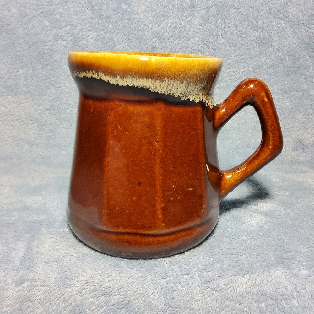 Vintage Brown Drip Glaze Coffee Mug Stoneware D Handle MCM Retro Boho Cabincore